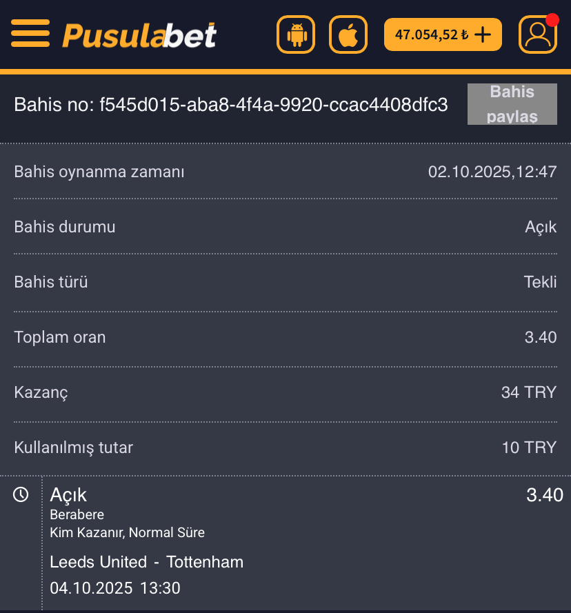 Leeds United - Tottenham Maç Tahmini ve Analizi: Pusulabet Oranları ile Detaylı İnceleme - Ekran Görüntüsü 2