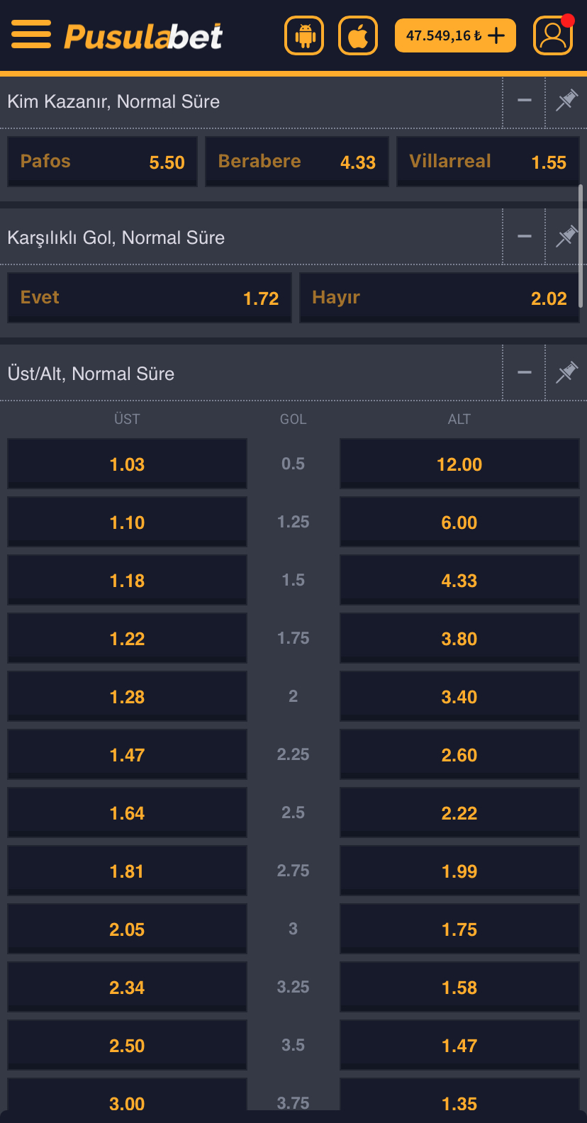 Pafos FC - Villarreal Maç Tahmini ve Bahis Analizi - Ekran Görüntüsü 2