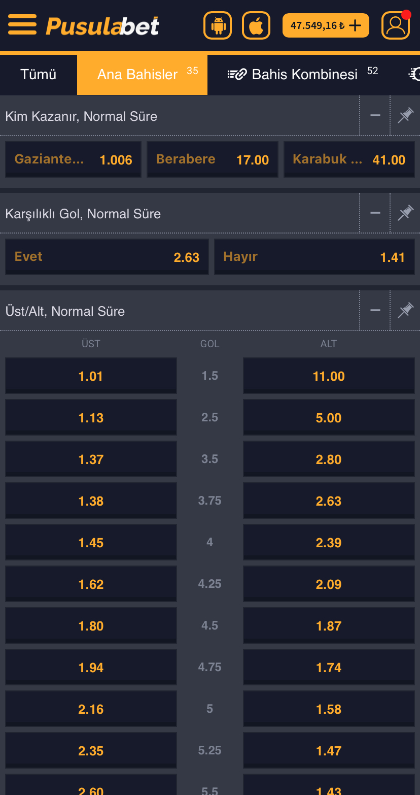 Gaziantep FK - Karabük İdman Yurdu Maç Tahmini ve Analizi - Ekran Görüntüsü 2