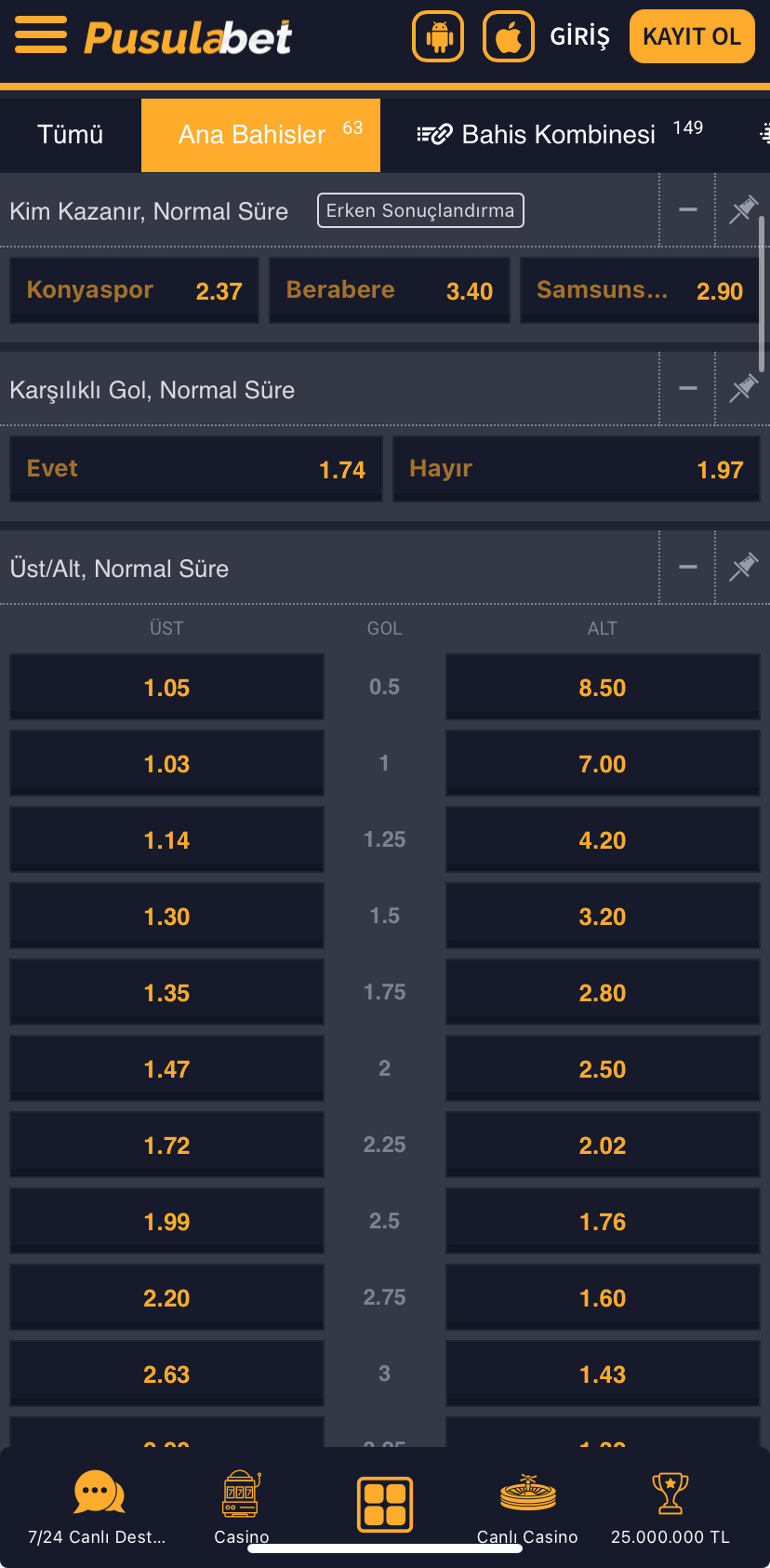 Konyaspor - Samsunspor Maç Tahmini ve Bahis Analizi - Ekran Görüntüsü 2