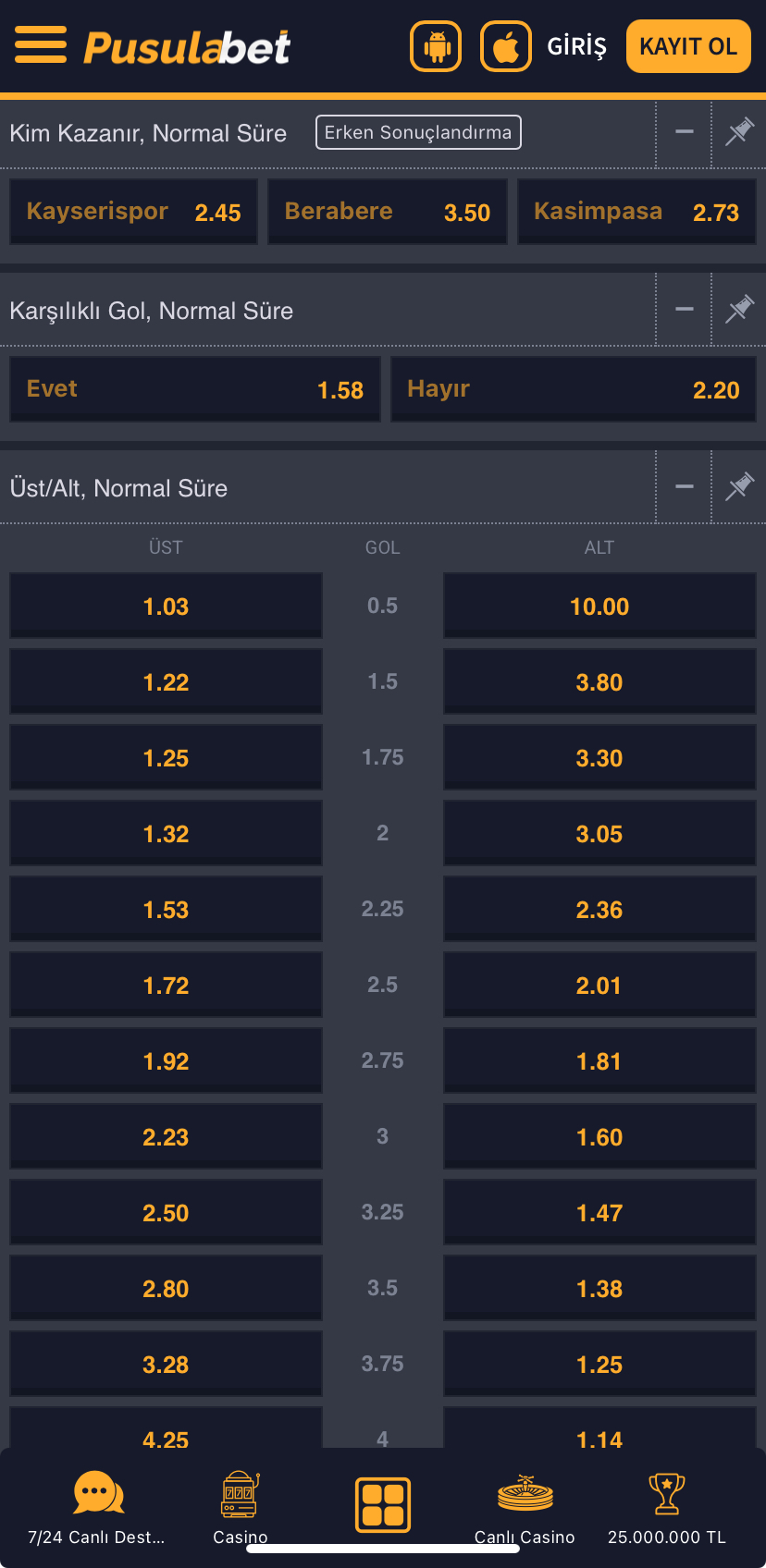 Kayserispor - Kasımpaşa Maç Tahmini ve Detaylı Analiz - Ekran Görüntüsü 2