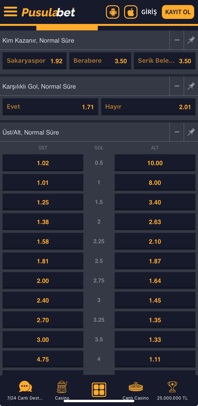 Sakaryaspor - Serik Belediyespor Maç Tahmini ve Analizi - Ekran Görüntüsü 2