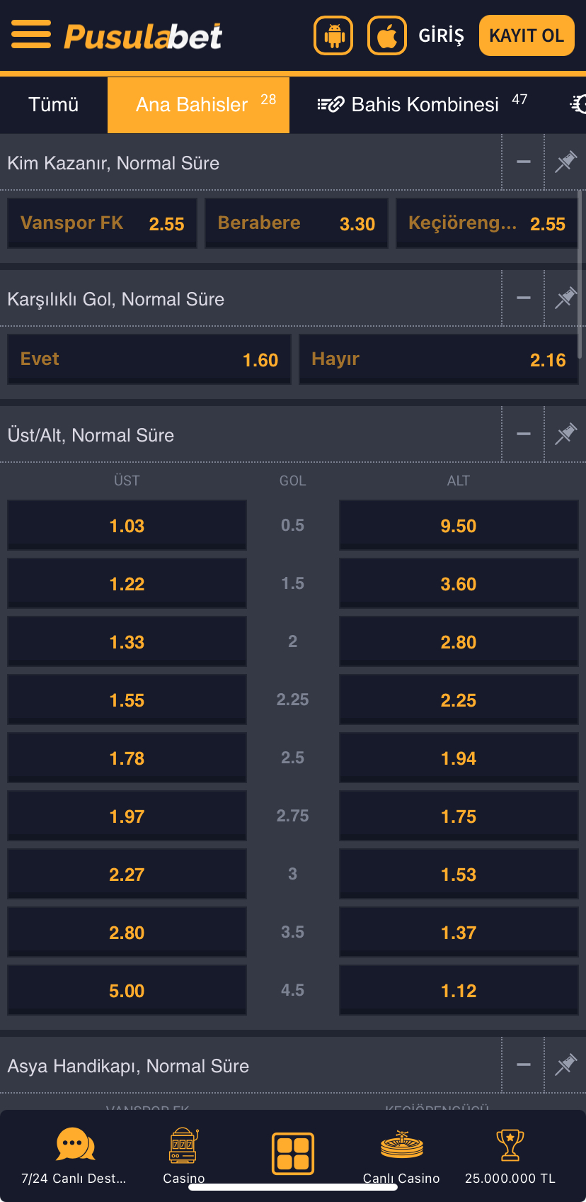 Vanspor FK - Keçiörengücü Maç Tahmini ve Analizi - Ekran Görüntüsü 2