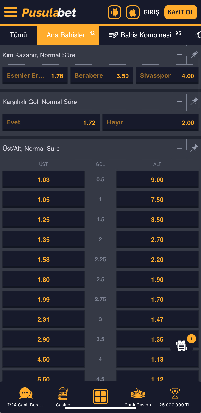 Esenler Erokspor - Sivasspor Maç Tahmini ve Kupa Analizi - Ekran Görüntüsü 2