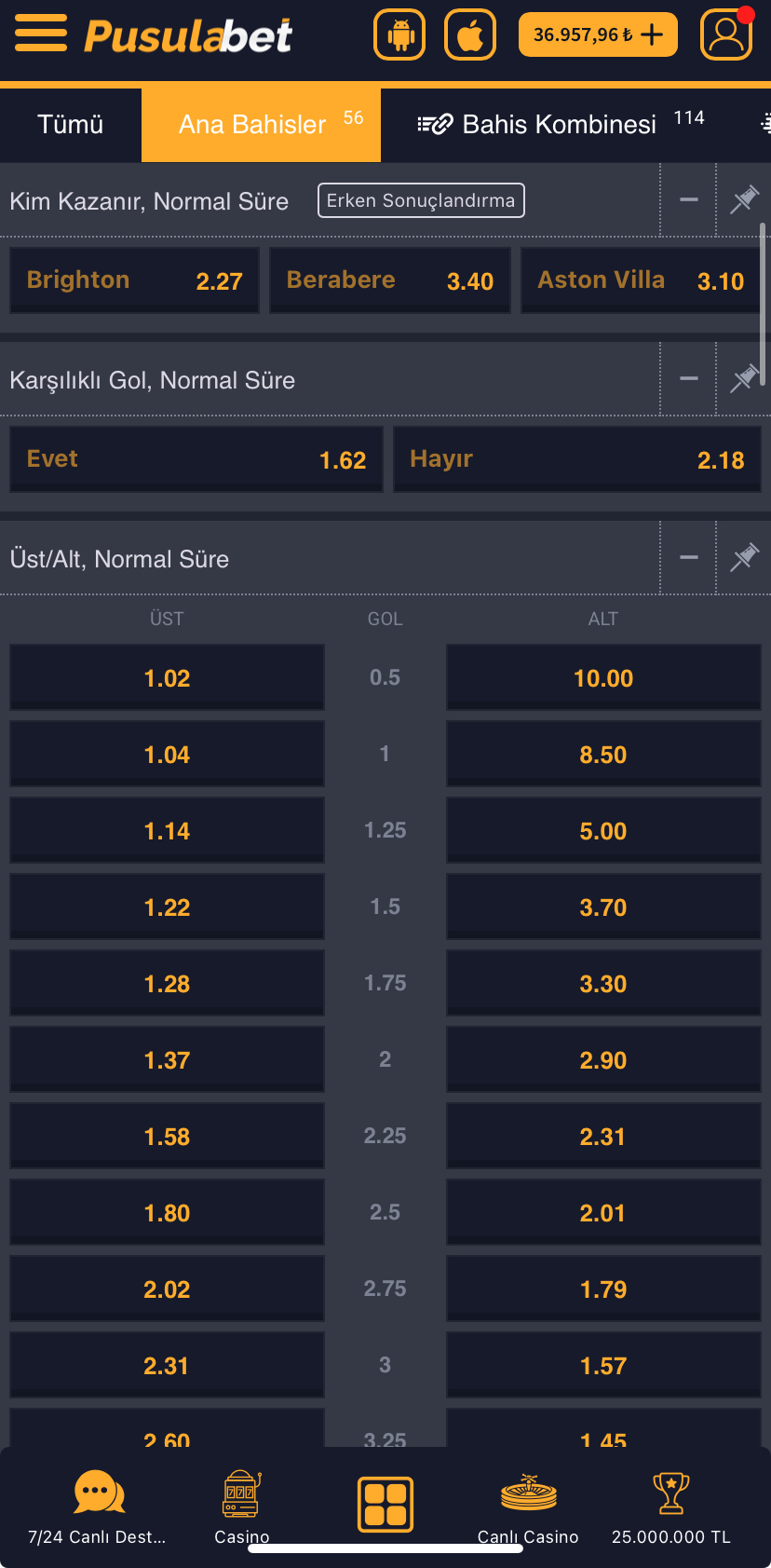 Brighton – Aston Villa Maç Tahmini ve Analizi - Ekran Görüntüsü 2
