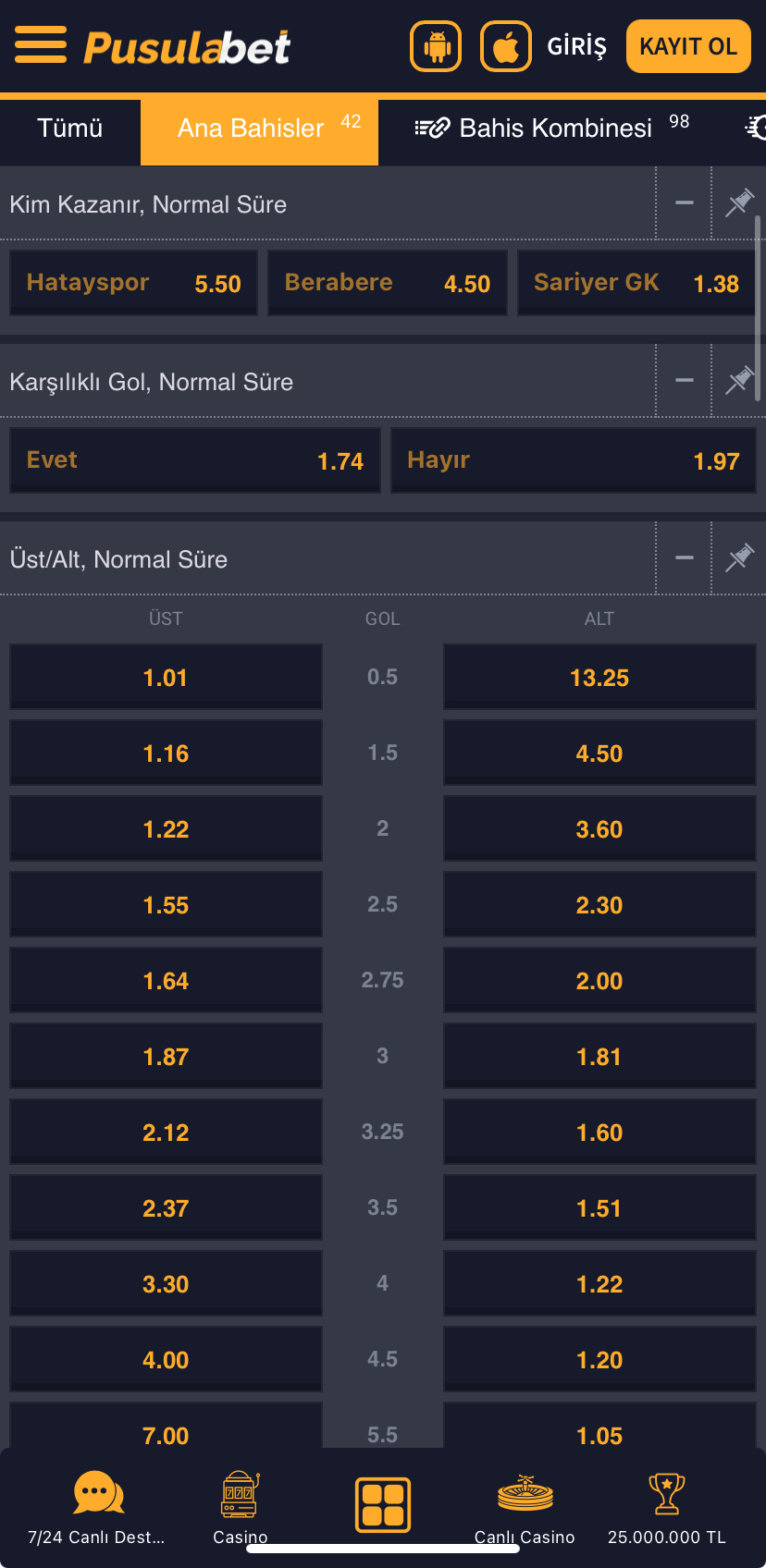Hatayspor - Sarıyer Maç Tahmini ve Pusulabet Oran Analizi - Ekran Görüntüsü 2